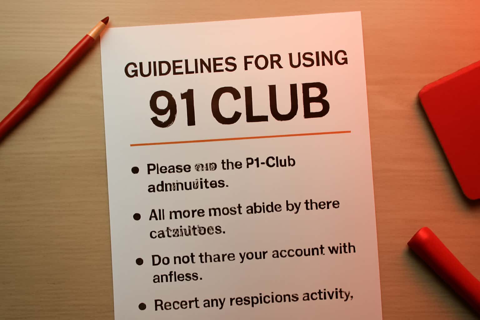 Neutral informational scene depicting the guidelines for using 91 Club