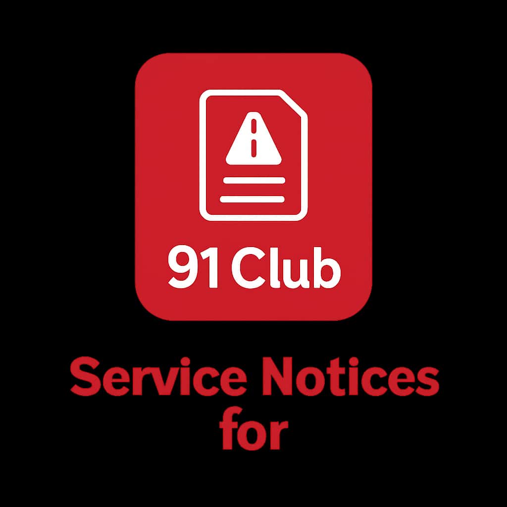A square icon representing service notices for 91 Club