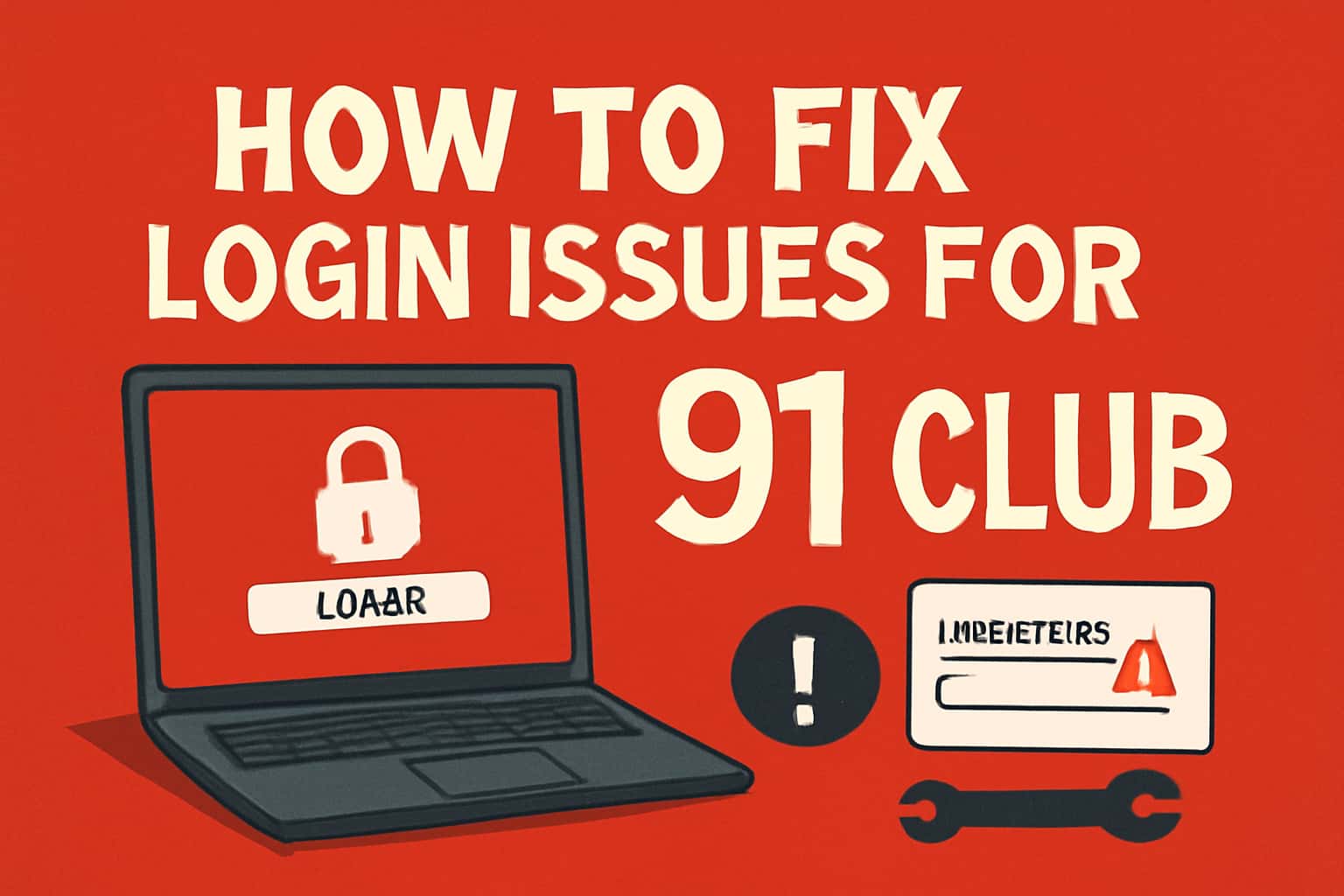Informative graphic displaying troubleshooting steps for 91 Club login issues.