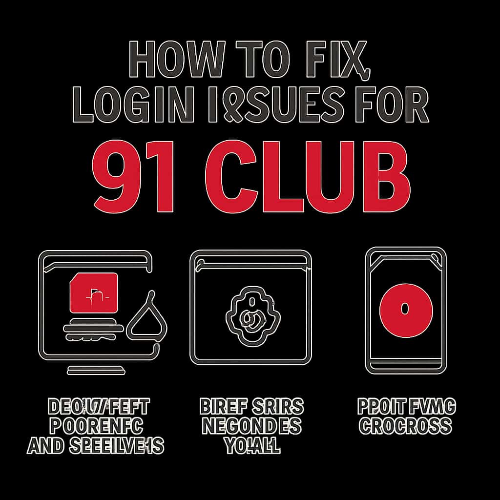 Illustration showing troubleshooting process for 91 Club login problems.