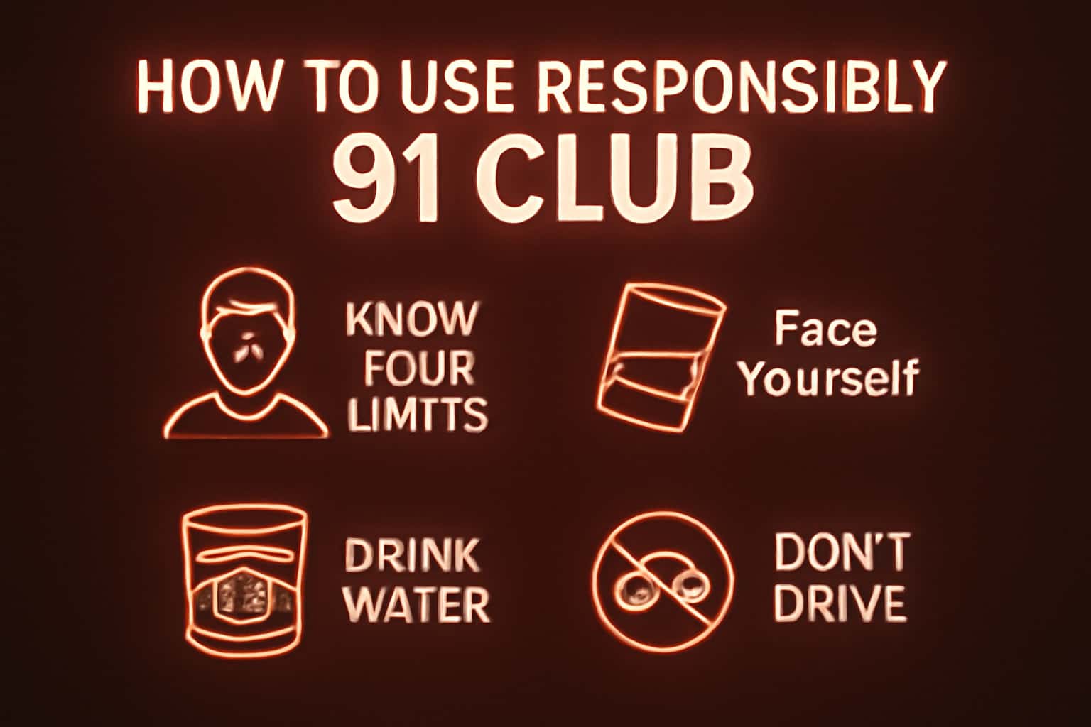 An informative visual representation regarding responsible use of the 91 Club.