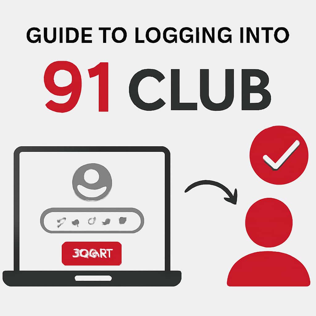 Illustration showing steps for logging into 91 Club.