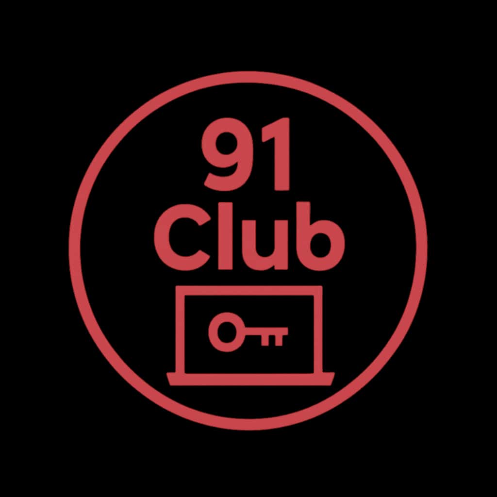 Badge illustrating the login guide for 91 Club.
