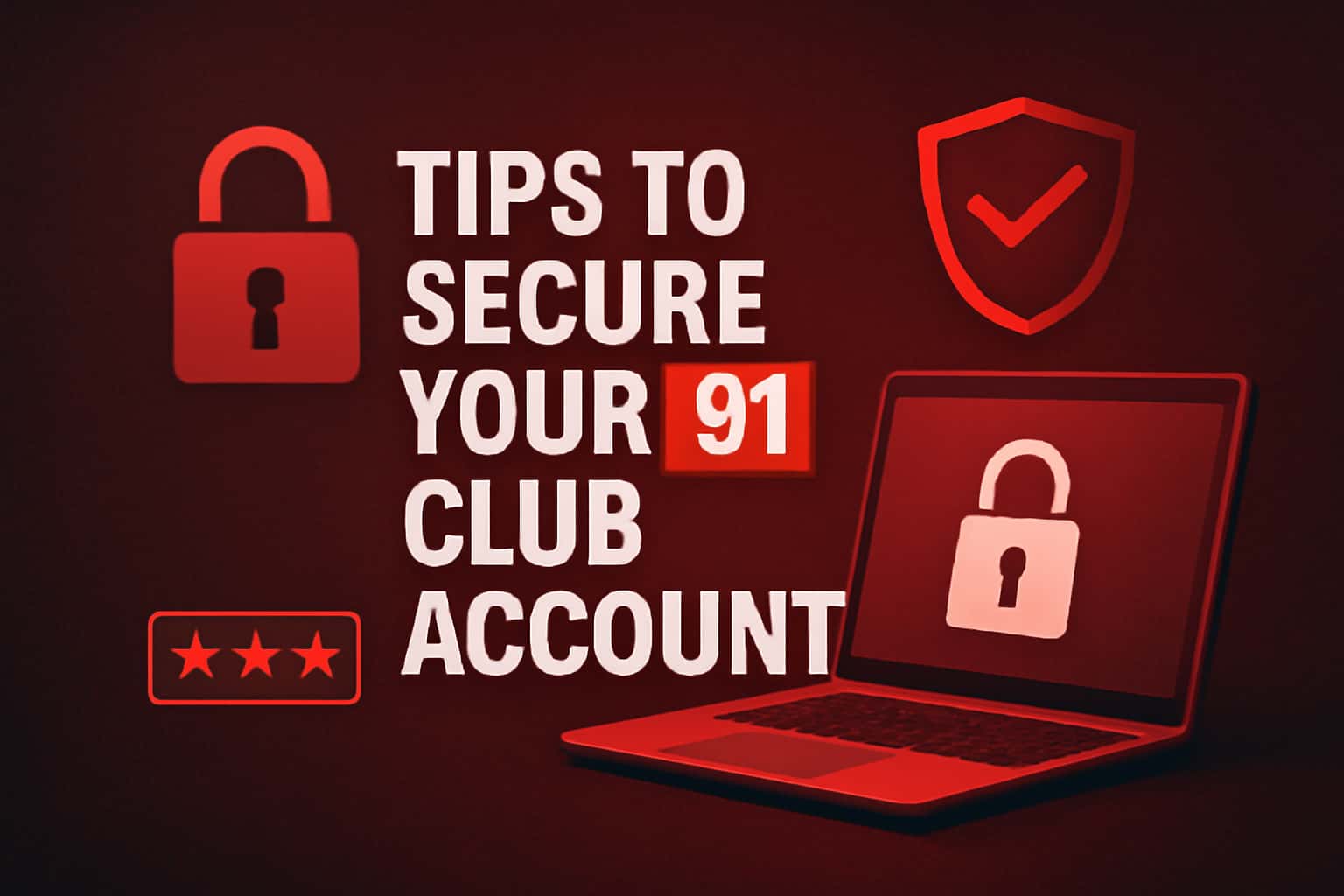 A high-tech visualization depicting account security measures for 91 Club.