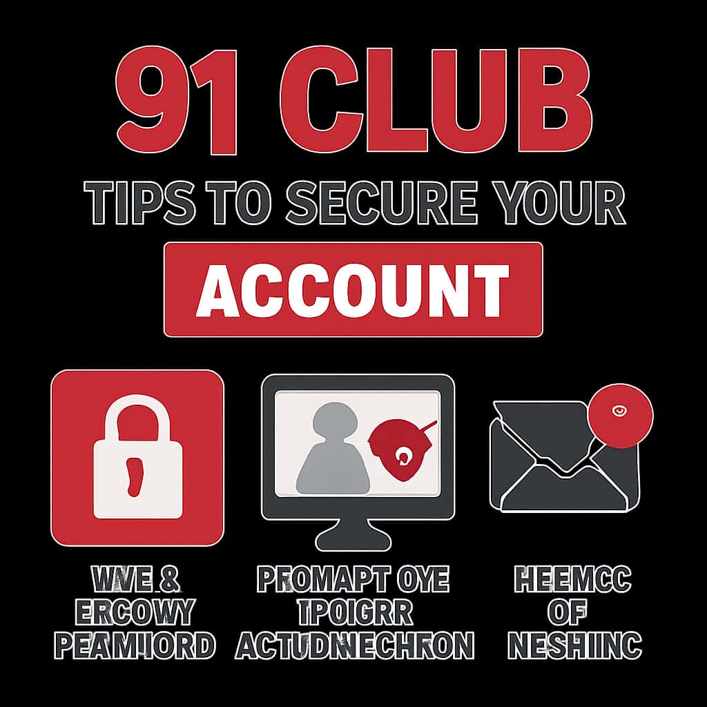 An educational diagram outlining security strategies for 91 Club accounts.
